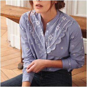 EUC SÉZANE Leo Stripe Embroidered Top